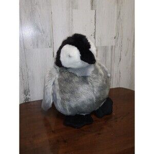 Unipak Penguin Plush 10” Realistic Fat Belly Gray White Black Stuffed Animal Toy